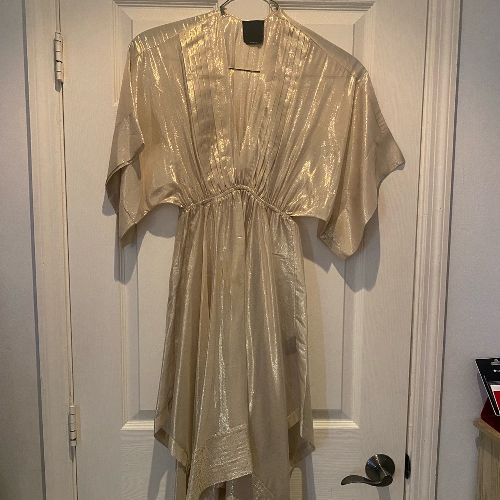 GODDESS GOLD SHIMMER “BEBE” DRESS